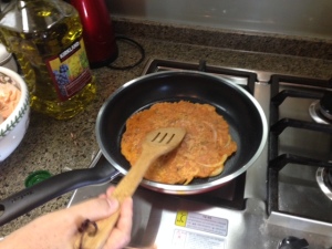 A kimchi pancake. A lunch/dinner, rather than breakfast item.
