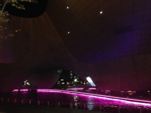The lights at the base of the Tri-Bowl continually change colors.  It's quite stunning.